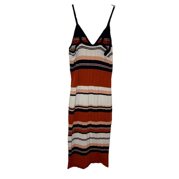 Jolie & Joy Multicolor Striped Bodycon Knit Tank Dress Size XL Navy Rust - Picture 2 of 7
